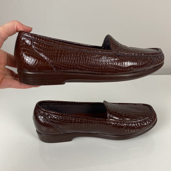 SAS Simplify Croco Print Leather Moccasin Loafers Size 9.5 - Picture 13 of 14